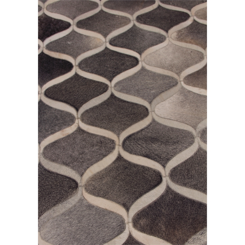 Natural Hide Hand-Tufted Leather Hide Gray/Ivory 8'x10' Area Rug