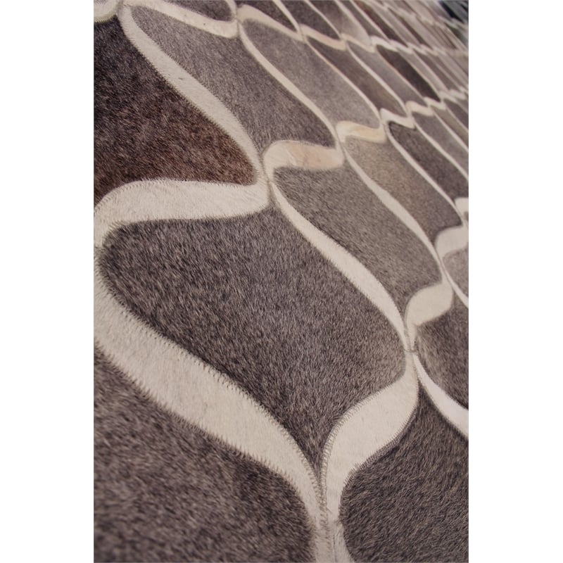 Natural Hide Hand-Tufted Leather Hide Gray/Ivory 8'x10' Area Rug