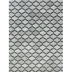 Natural Hide Hand-Tufted Leather Hide Silver/Blue 4'6&quotx11' Area Rug