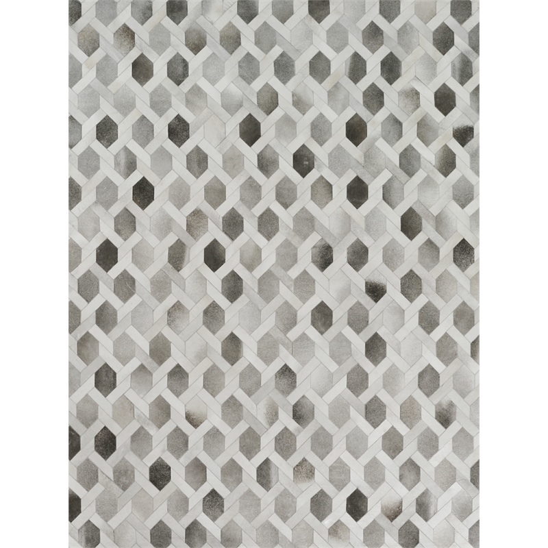 Natural Hide Hand-Tufted Leather Hide Gray/Silver 5'x8' Area Rug
