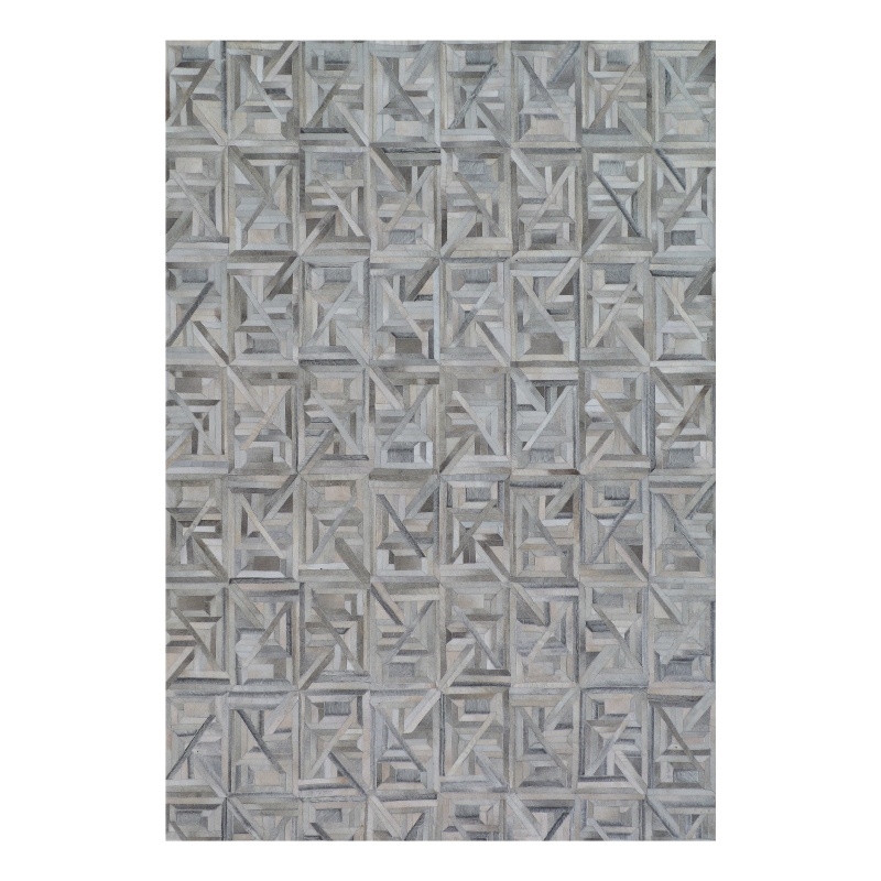 Natural Hide Hand-Tufted Leather Hide Silver/Ivory 8'x10' Area Rug