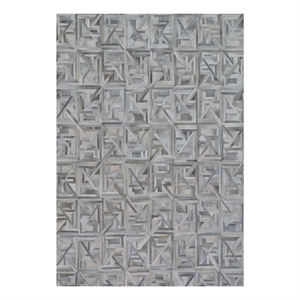 Natural Hide Hand-Tufted Leather Hide Silver/Ivory 8'x10' Area Rug