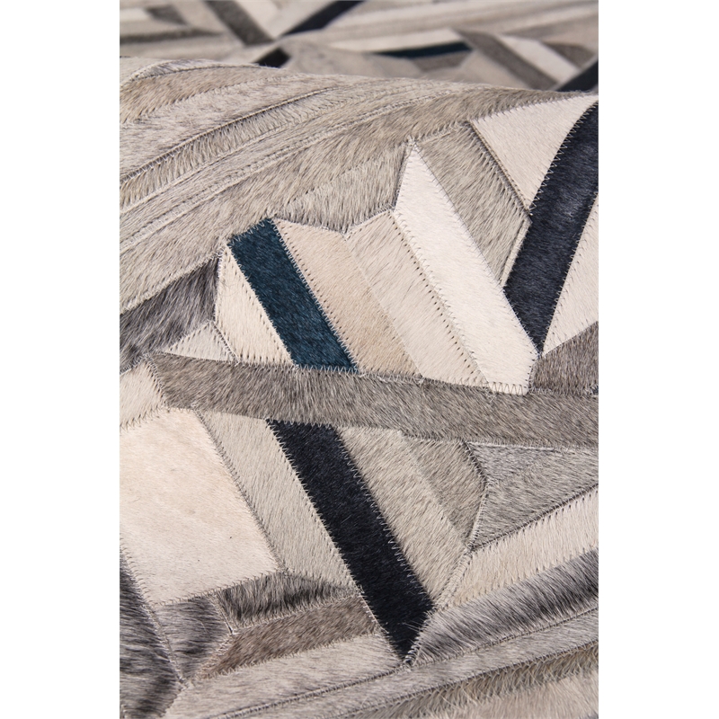 Natural Hide Hand-Tufted Leather Hide Silver/Blue 13'x14' Area Rug