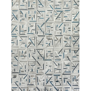 Natural Hide Hand-Tufted Leather Hide Silver/Blue 13'x14' Area Rug