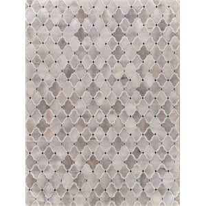 Natural Hide Hand-Tufted Leather Silver/Ivory/Dark Gray 13'6&quotx17'6&quot Area Rug