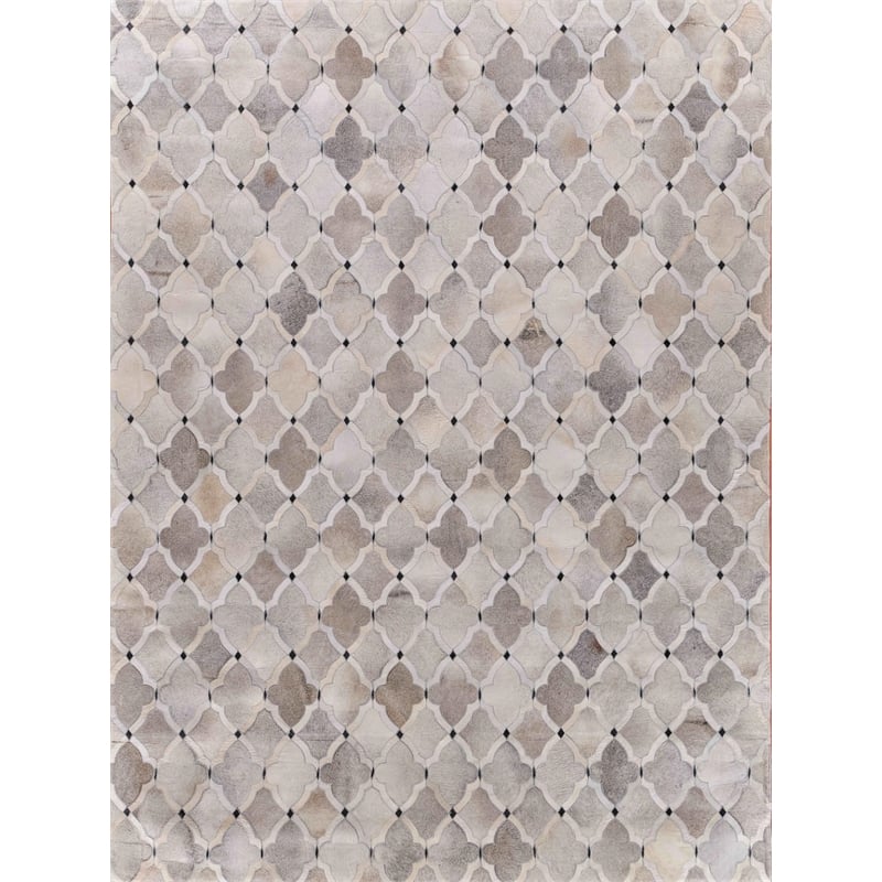 Natural Hide Hand-Tufted Leather Hide Silver/Ivory/Dark Gray 5'x8' Area Rug