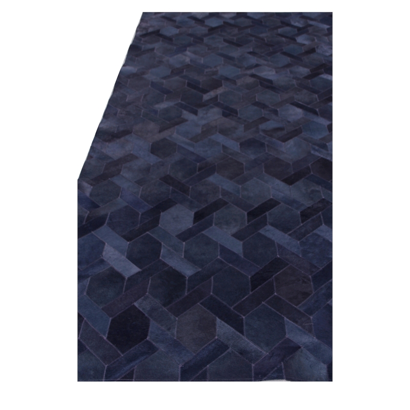 Natural Hide Hand-Tufted Leather Hide Blue/Multi 11'6
