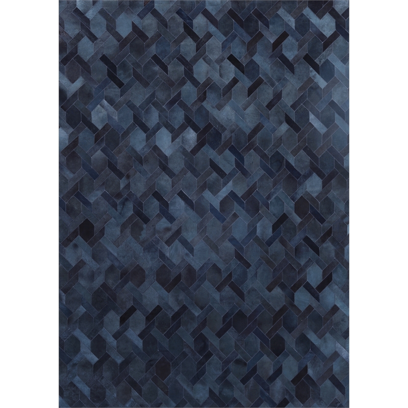 Natural Hide Hand-Tufted Leather Hide Blue/Multi 11'6