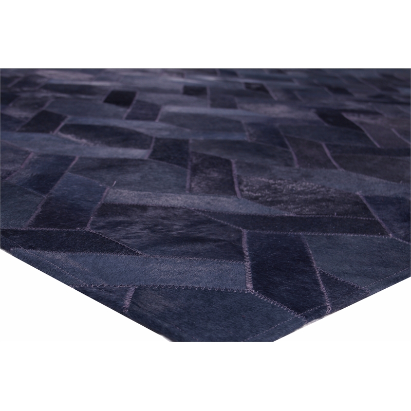 Natural Hide Hand-Tufted Leather Hide Blue/Multi 5'x8' Area Rug