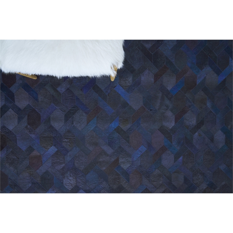 Natural Hide Hand-Tufted Leather Hide Blue/Multi 5'x8' Area Rug