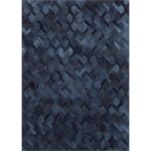 Natural Hide Hand-Tufted Leather Hide Blue/Multi 5'x8' Area Rug