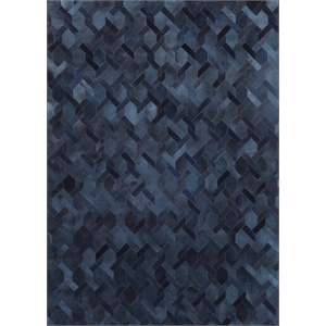 Natural Hide Hand-Tufted Leather Hide Blue/Multi 9'6&quotx13'6&quot Area Rug