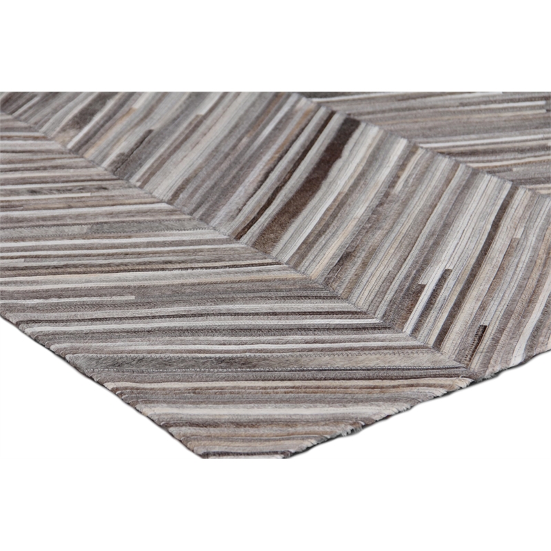 Natural Hide Hand-Tufted Leather Hide Gray/Ivory 8'x10' Area Rug