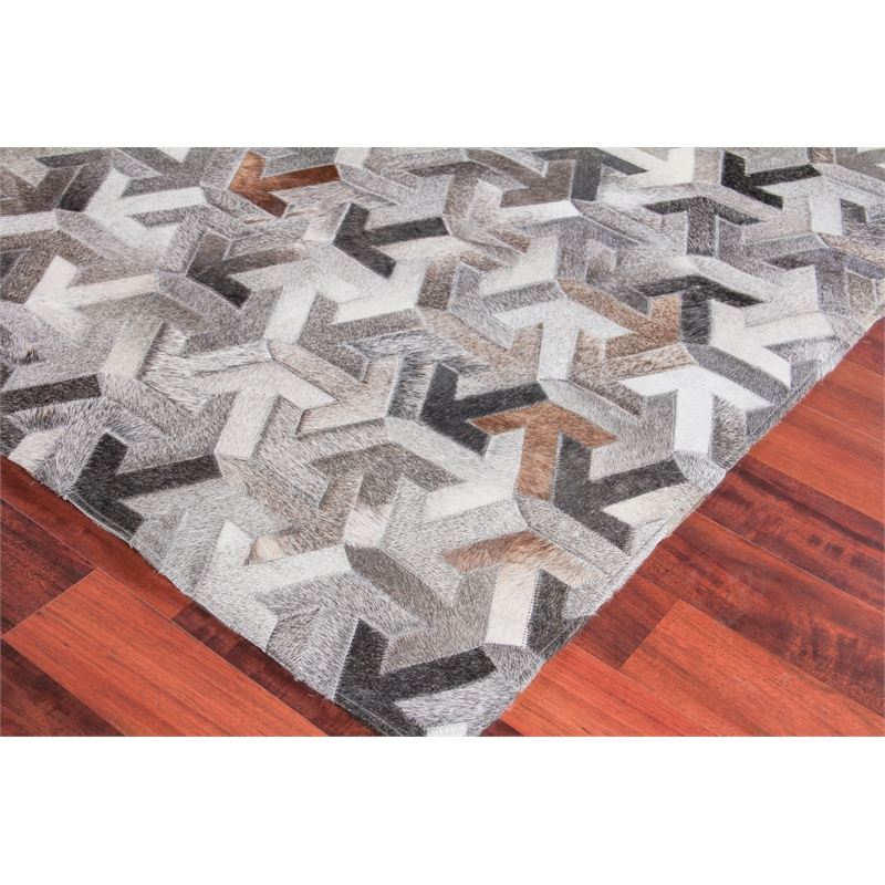 Natural Hide Hand-Tufted Leather Hide Gray 8'x10' Area Rug