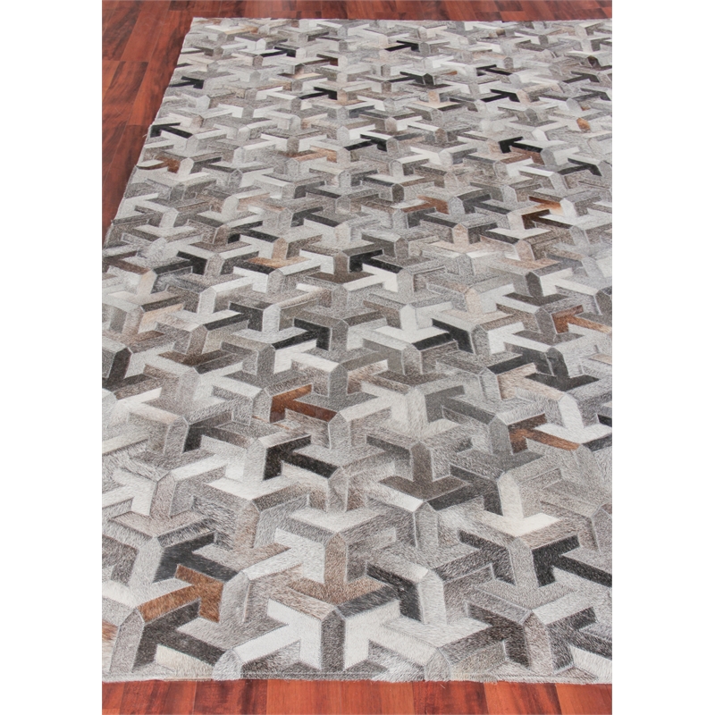 Natural Hide Hand-Tufted Leather Hide Gray 8'x10' Area Rug