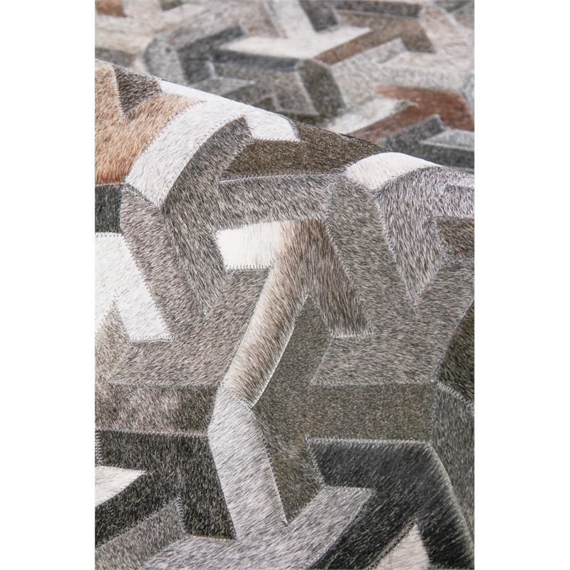 Natural Hide Hand-Tufted Leather Hide Gray 8'x10' Area Rug