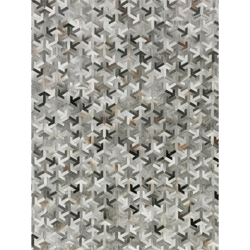 Natural Hide Hand-Tufted Leather Hide Gray 8'x10' Area Rug