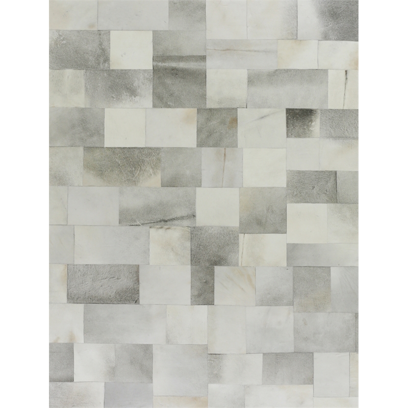 Natural Hide Hand-Tufted Leather Hide Silver/Gray 5'x8' Area Rug