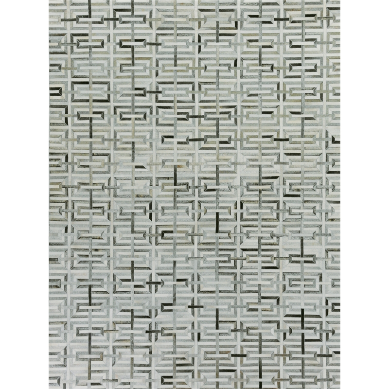 Natural Hide Hand-Tufted Leather Hide Silver/Ivory 8'x10' Area Rug