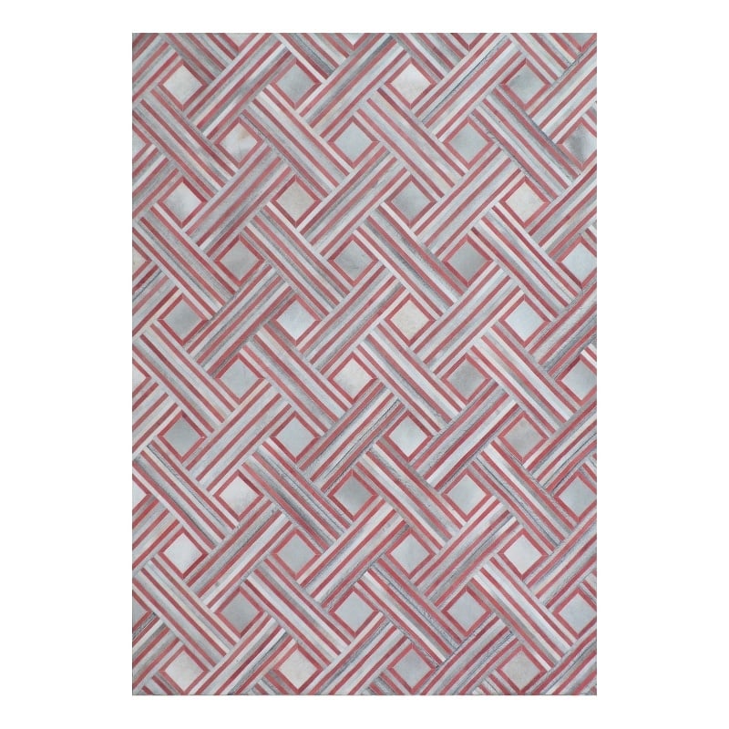 Natural Hide Hand-Tufted Leather Hide Red/Multi 8'x10' Area Rug