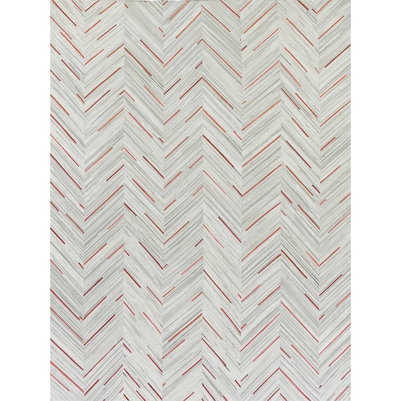 Natural Hide Hand-Tufted Leather Hide Ivory/Beige/Red/Multi 2'3