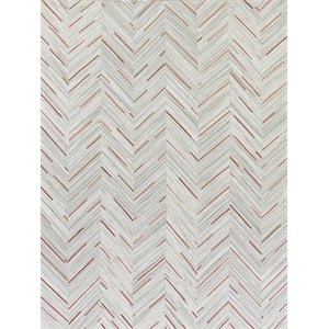 Natural Hide Hand-Tufted Leather Hide Ivory/Beige/Red/Multi 2'3&quotx13'6&quot Area Rug