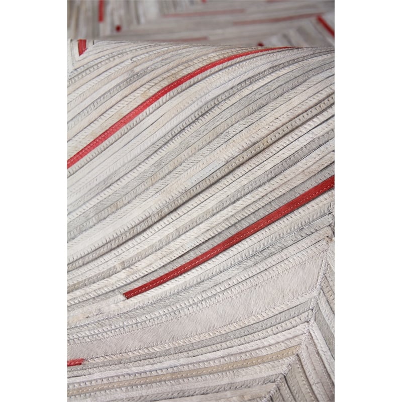 Natural Hide Hand-Tufted Leather Hide Ivory/Beige/Red/Multi 9'6