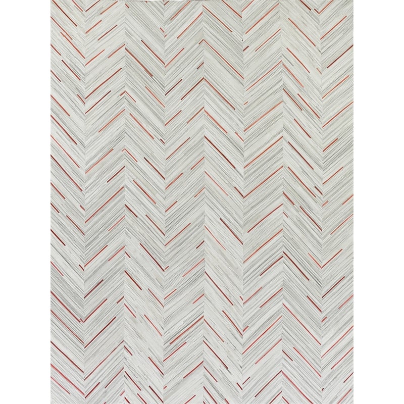 Natural Hide Hand-Tufted Leather Hide Ivory/Beige/Red/Multi 9'6