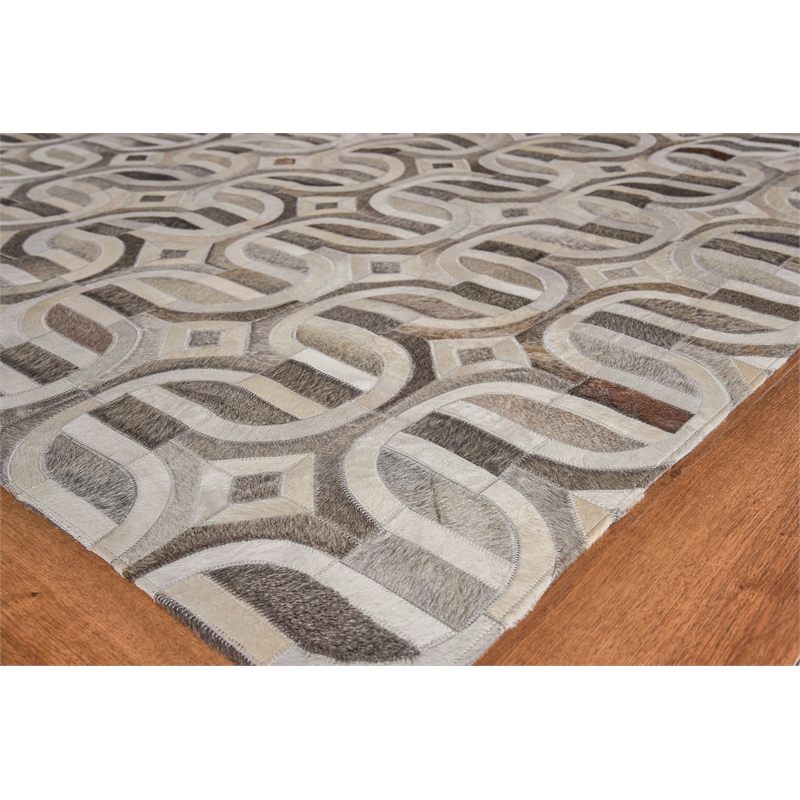 Natural Hide Hand-Tufted Leather Hide Gray/Ivory 8'x10' Area Rug