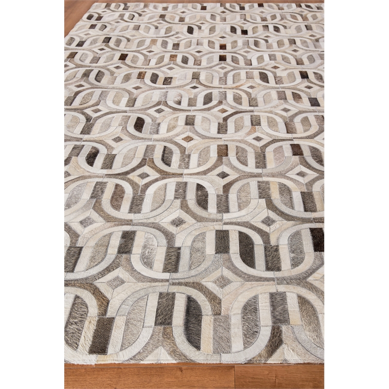 Natural Hide Hand-Tufted Leather Hide Gray/Ivory 8'x10' Area Rug