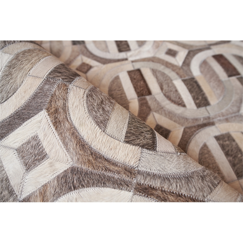 Natural Hide Hand-Tufted Leather Hide Gray/Ivory 8'x10' Area Rug