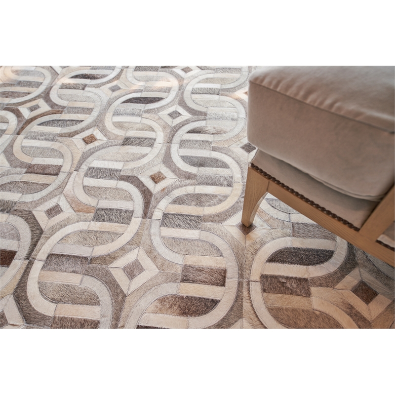 Natural Hide Hand-Tufted Leather Hide Gray/Ivory 8'x10' Area Rug