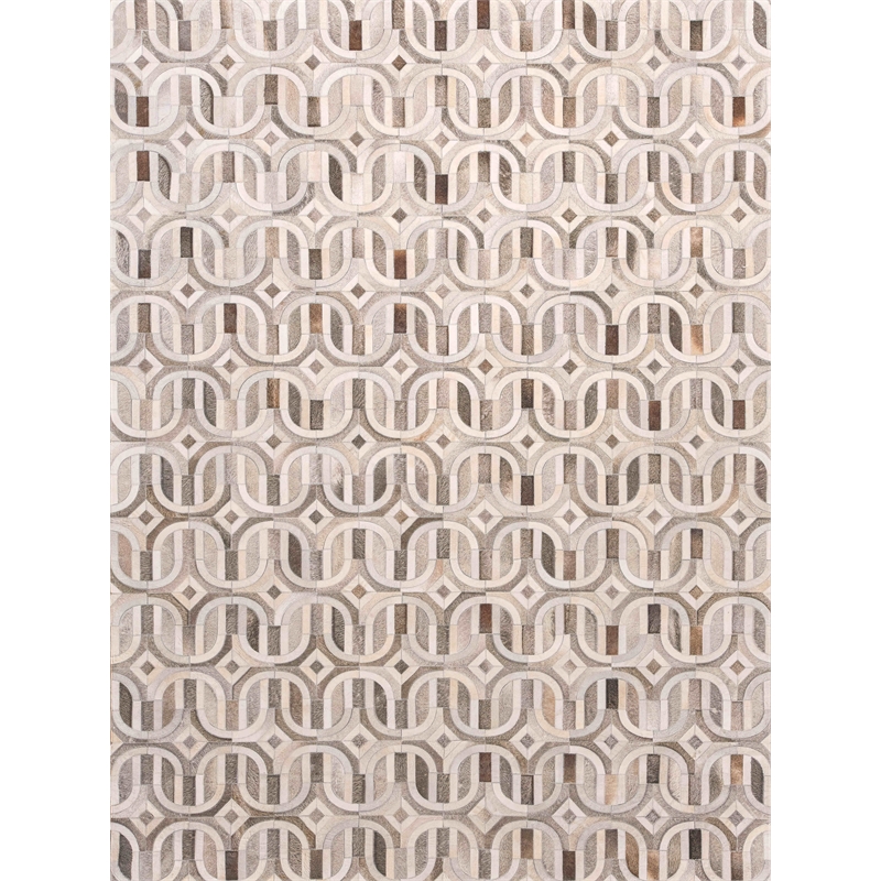 Natural Hide Hand-Tufted Leather Hide Gray/Ivory 8'x10' Area Rug