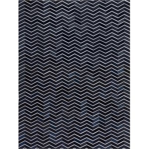 Natural Hide Hand-Tufted Leather Hide Blue/Multi 5'x8' Area Rug