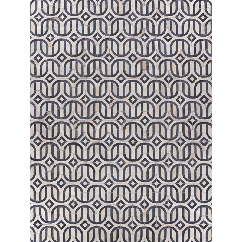 Natural Hide Hand-Tufted Leather Hide Silver/Blue 8'x11' Area Rug
