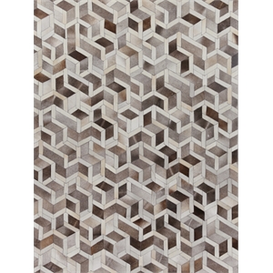Natural Hide Hand-Tufted Leather Hide Silver/Ivory 9'6&quotx13'6&quot Area Rug