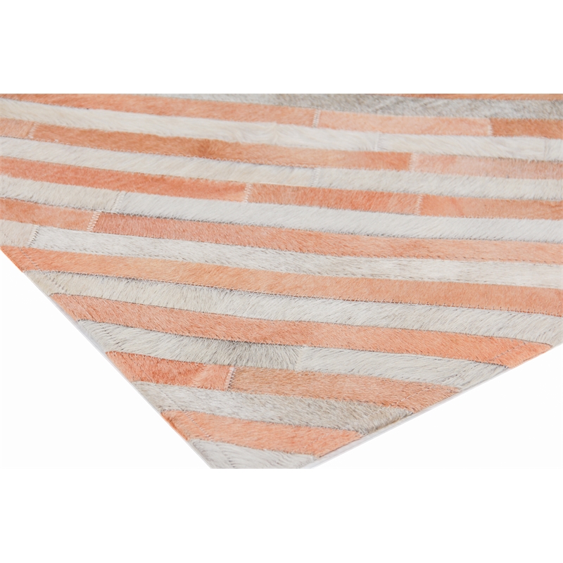 Natural Hide Hand-Tufted Leather Hide Terracota/Silver/Multi 5'x8' Area Rug