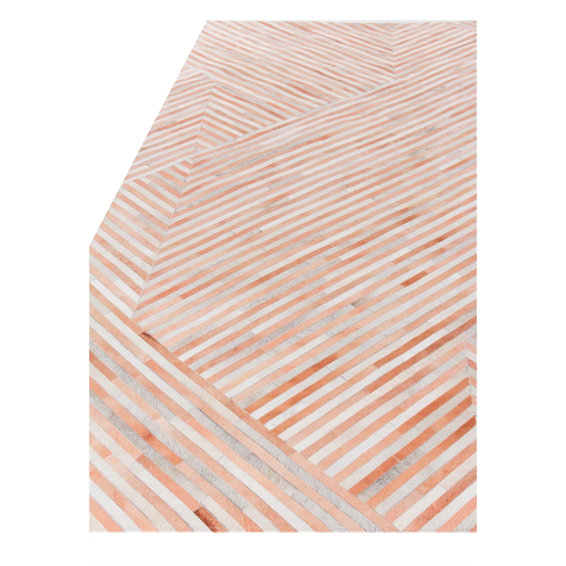 Natural Hide Hand-Tufted Leather Hide Terracota/Silver/Multi 5'x8' Area Rug