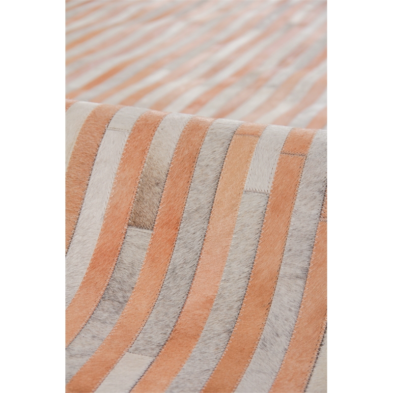 Natural Hide Hand-Tufted Leather Hide Terracota/Silver/Multi 5'x8' Area Rug