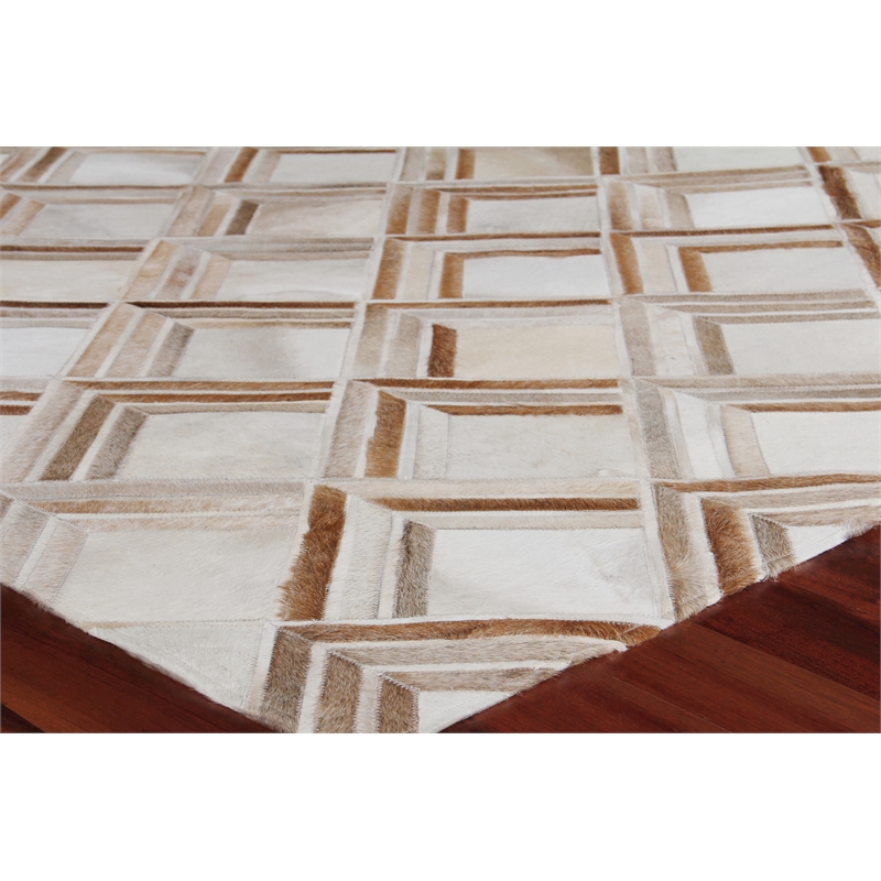 Natural Hide Hand-Tufted Leather Hide Beige 8'x10' Area Rug