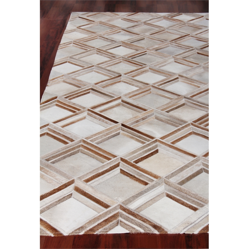 Natural Hide Hand-Tufted Leather Hide Beige 8'x10' Area Rug