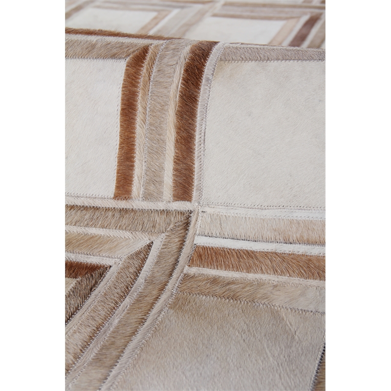 Natural Hide Hand-Tufted Leather Hide Beige 8'x10' Area Rug