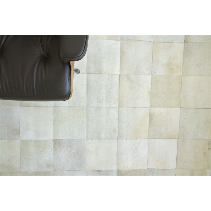 Natural Hide Hand-Tufted Leather Hide White 8'x11' Area Rug