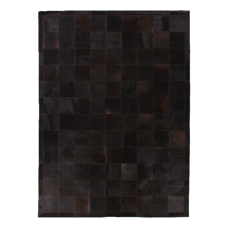 Natural Hide Hand-Tufted Leather Hide Black 8'x10' Area Rug