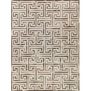 Natural Hide Hand-Tufted Leather Hide Gray/Ivory 5'x8' Area Rug