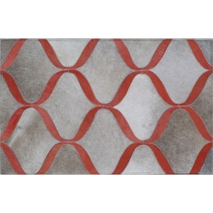 Natural Hide Hand-Tufted Leather Hide Silver/Terracota 8'x10' Area Rug