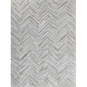 Natural Hide Hand-Tufted Leather Hide Gray 5'x8' Area Rug