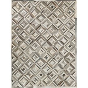 Natural Hide Hand-Tufted Leather Hide Silver 5'x8' Area Rug