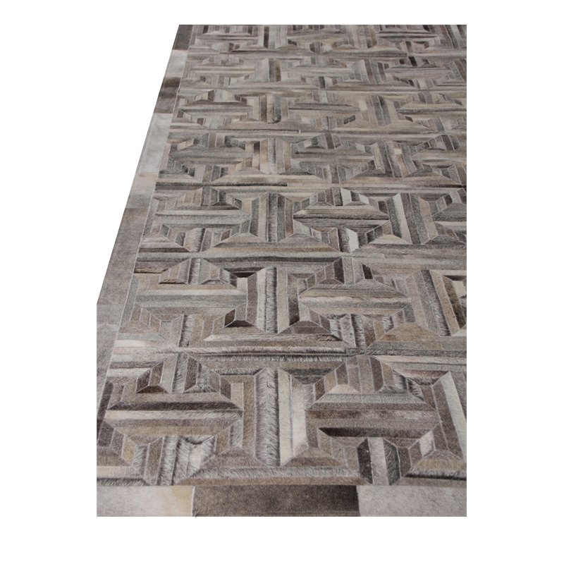 Natural Hide Hand-Tufted Leather Hide Gray 5'x8' Area Rug