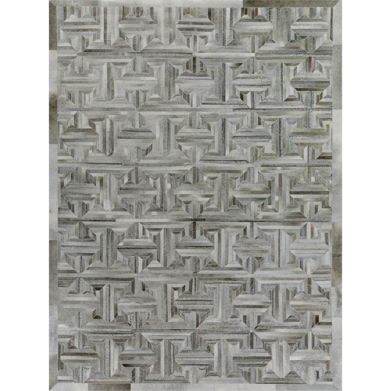 Natural Hide Hand-Tufted Leather Hide Gray 5'x8' Area Rug